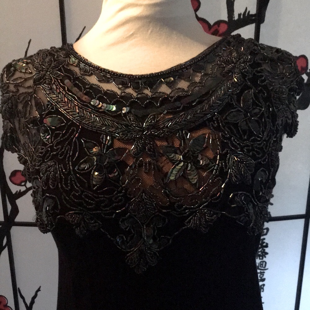 *One of a kind* Sheer, beaded lace shoulder jewelry w/ earrings